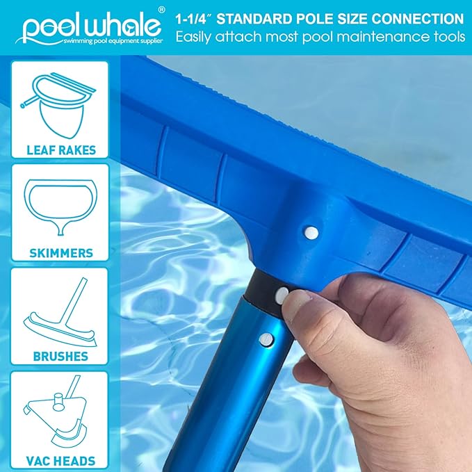 POOLWHALE Fine Mesh Pool Net with 15 Ft Telescopic Pool Pole