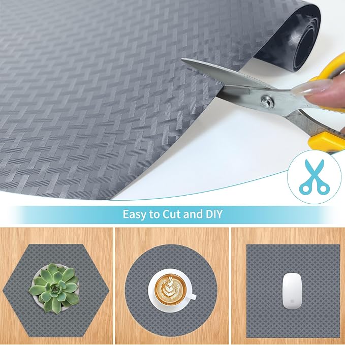Bloss Shelf Liner, Liner for Shelves/Refrigerator Shelf Liners/Washable Fridge Liners/Roll Pack Shelf Liner Drawer Liner(Grey, Grid,18" x 78")