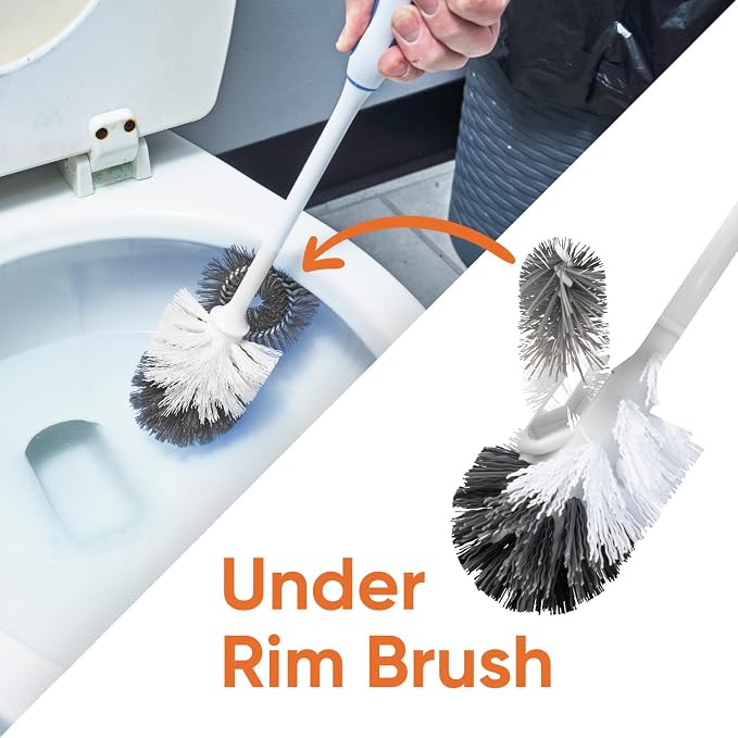 Superio Sink & Toilet Plunger with Toilet Bowl Brush and Holder Set - Dual-Purpose Drain Plunger with Mold-Resistant Rubber Head & Ergonomic Grip