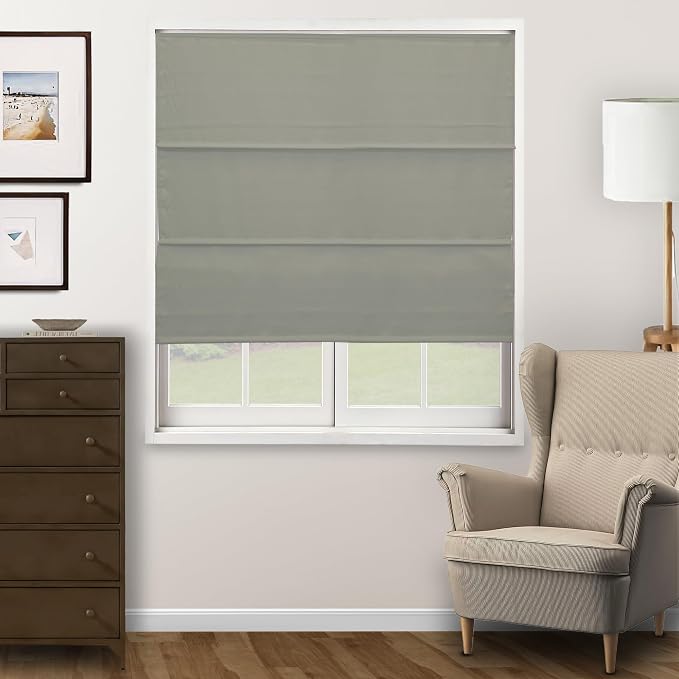 Chicology Cordless Roman Window Shade, Ridgewood Sage, 23" W x 72" H | Cordless Child-Safe, Room Darkening UV, Inside/Outside Mount, True-to-Size No Cut, Rich Textured Fabric, Spot-Clean Care Only