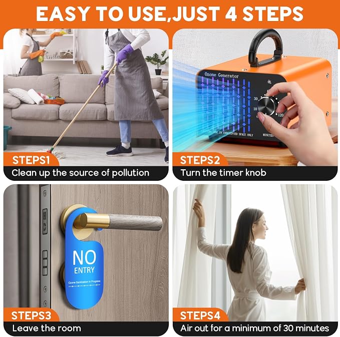 Medvoe 80,000MG Ozone Odor Eliminator Generator for Home & Car | Orange, Up to 8000 sq. ft. Coverage, Pet Odors, Smoke Odors, Apartments, Vehicles, Boats, Kitchens, Bathrooms, Basements