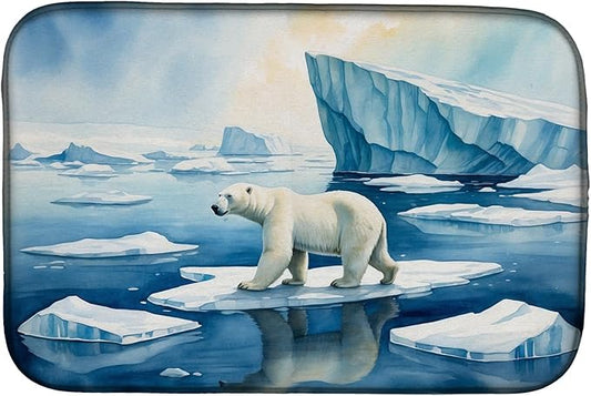 Caroline's Treasures Polar Bear on the Ice Dish Drying Mat Absorbent Dish Drying Mat Pad for Kitchen Counter Dish Drainer Mat for Countertop, 14 x 21", Multicolor