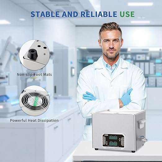 DK SONIC Professional Ultrasonic Cleaner 15L, 360W Heavy-Duty Sonic Cleaner with Timer,Heater&Touch Control, Multi-Application for Motorcycle Engines, Carburetors, Chains (Include Basket)