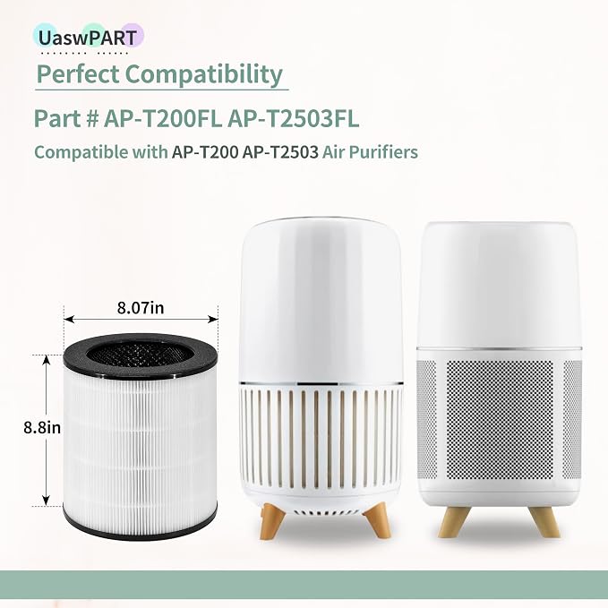 AP-T200FL Replacement Filter Compatible with HoMedics Air Purifier Filter AP-T200FL and AP-T2503 | True HEPA Activated Carbon Filter 3-in-1 | 2-Pack