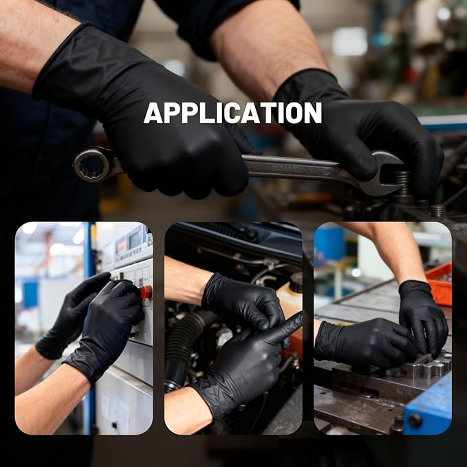 NORTHSKY 8 Mil Disposable Nitrile Gloves, Heavy Duty, Grain Grip, Latex & Powder Free, Black