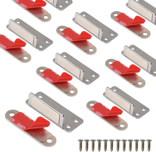 Mousike Double Magnetic Door Catch，60lb Stainless Steel Cabinet Door Magnets with Strong Magnetic for Kitchen Cupboard Wardrobe Closet Cabinet Door Drawer Latch (8Pack)