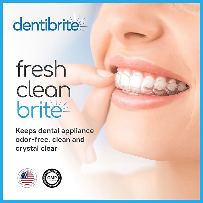 Crystals Cleaner for Removable Dental Appliances - Invisalign Aligners, Retainers, Guards, Dentures, Trays/Aligners - Odor Remover - No Persulfates or Dyes - 30ct - Made in USA