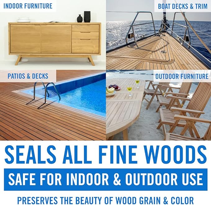 Better Boat Teak Cleaner and Brightener for Wood, Teak Oil or Sealer for Boats, Indoor Furniture, Shower Stools, and Outdoor Wood Furniture Restorer for Stains