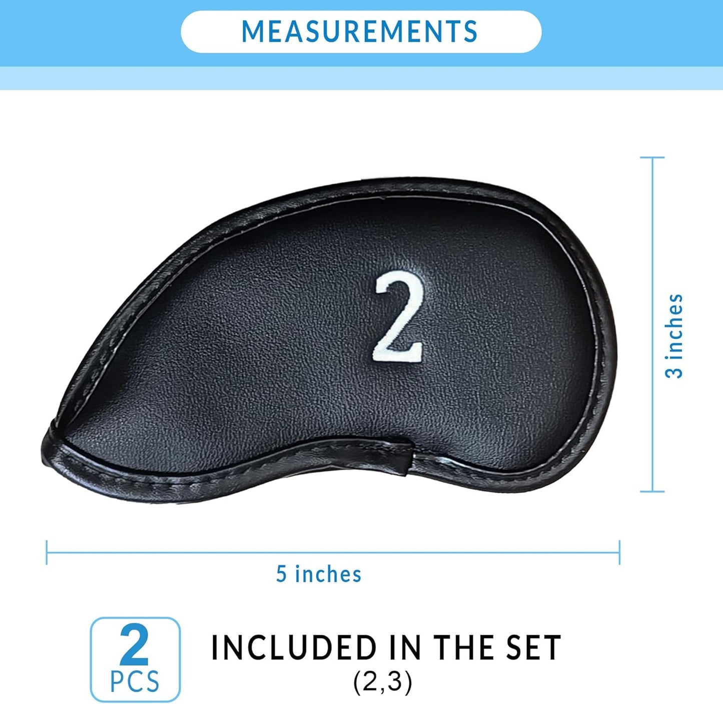 Premium Magnetic Leather Iron and Wedge Golf Club Head Covers | Set of 10 | Fits Most Clubs | Embroidered Club Label on Both Sides of Club Head Cover