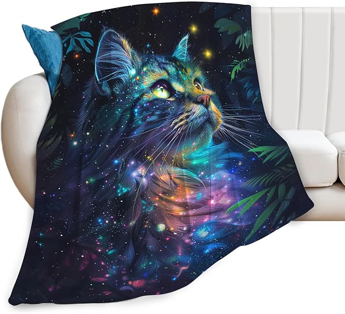 Tijuboni Cat Throw Blanket Cat Gifts for Girls Boys Women Men Kids Adults Soft Flannel Fleece Blanket for Couch Sofa Bed Home Decor 40"x50"