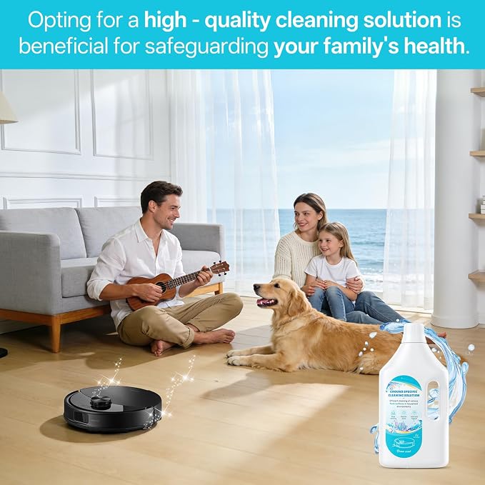 1 L Floor Cleaning Solution Ocean Scent, Compatible with Roborock/Shark/Bissell/Swiffer/IRobot/Eufy Quick Drying Without Residue Suitable for All Robot Vacuums and Wet Dry Dual-Use Vacuum Cleaners
