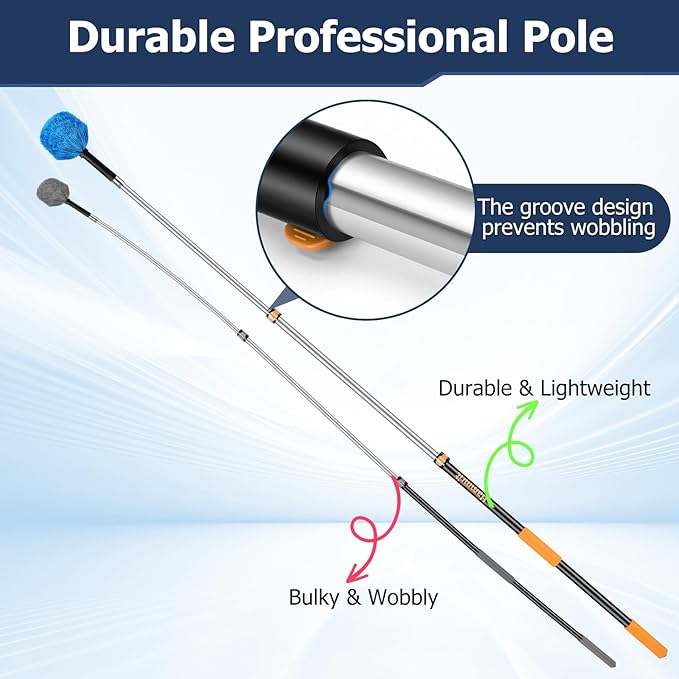 3.3-8 FT Telescopic Extension Pole Adjustable Aluminum Paint Roller & Cleaning Pole | Universal Twist-On Metal Tip | Sturdy Multi-Purpose Household Tool for Dusting, Painting & More