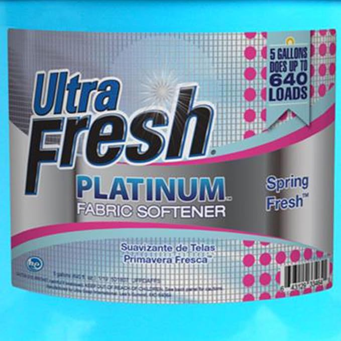 Ultra Fresh Platinum Fabric Softener, Scent Free, Up to 640 Loads, 5 Gallon Bundled with Platinum 6X Laundry Detergent Sheets with Fresh Scent