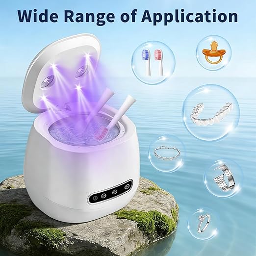 Ultrasonic Retainer Cleaner Machine, Dental Cleaning Pod for Dentures, Aligners, Night Guards, Braces, Toothbrush Heads & Jewelry, 45kHz Retainer Cleaner with 3 Modes & Digital Timer