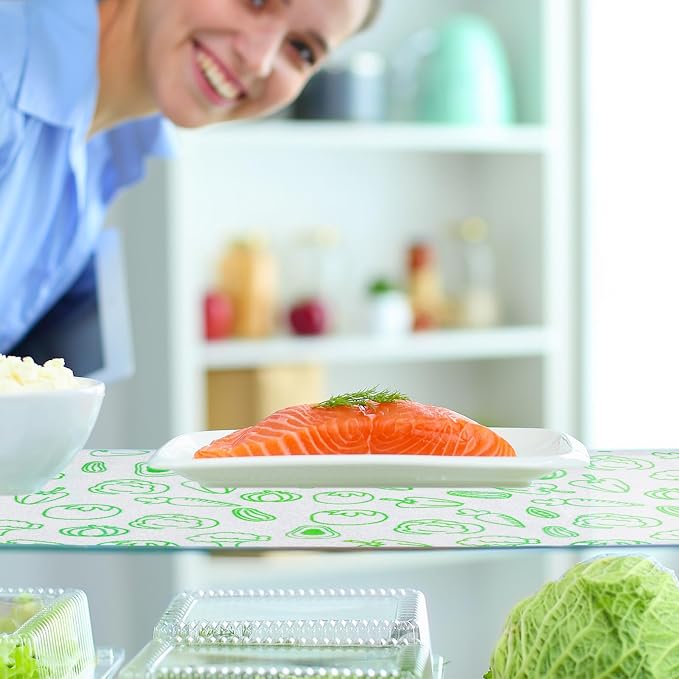 12 Pcs Refrigerator Shelf Liners, Absorbent Fridge Mats 12" x 24" Washable Refrigerator Drawer Liners for Shelves, Home, Cabinet, Kitchen, Trays, Shelves, Cabinet, Trays