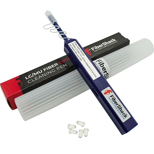 Fibershack - 1.25mm LC Fiber Cleaner Pen. 800+ Single Click Fiber Cleaner. LCUPC Optical Connector Cleaner & Endface Cleaning Pen Comes with Damage Protection Case & Dust Caps