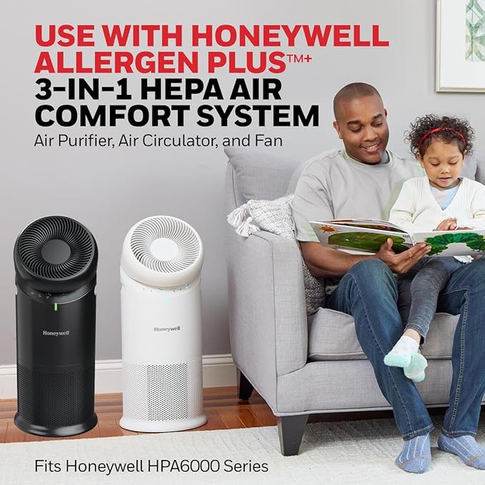 Honeywell Genuine “F” HEPA Air Filter Replacement for Honeywell HPA6000, 3-in-1 Filter, HEPA & Carbon – Captures up to 99.97% of Allergens