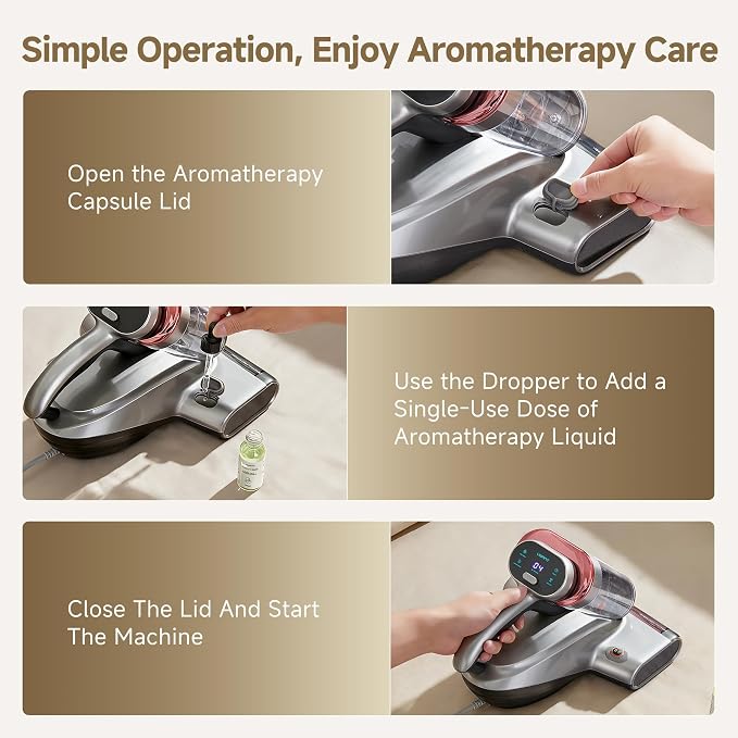 uwant Mattress Vacuum Cleaner 700W 20Kpa, Triple Deep Cleaning Bed Vacuum Cleaner, Bed Cleaner with Aromatherapy Purification, Triple Heating System HEPA Filter&Ultrasonic Mattress Vacuum Set of 1