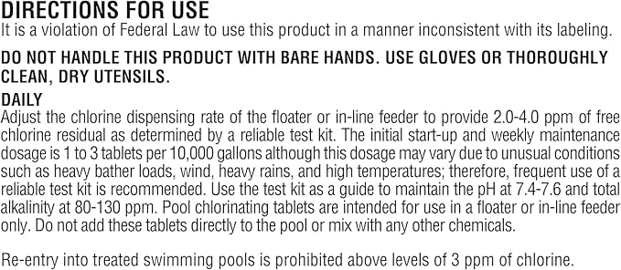 Pool Mate 15-Pounds Premium Slow-Dissolving Jumbo Tabs, Chlorine Tablets 3 Inch, Made in USA