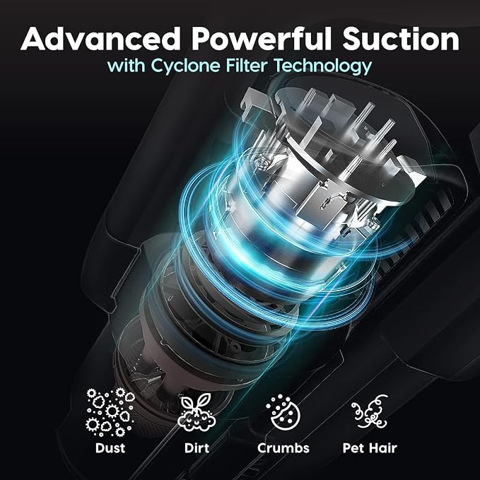 IRIS USA Cordless Cyclone Vacuum Cleaner w/Motorized Brush Head, Stand Base & 4 Attachments, 60K RPM Suction Stick, Rechargeable Battery, 35-Min Runtime, for Hard Floors, Rugs, Carpets, Home & Office
