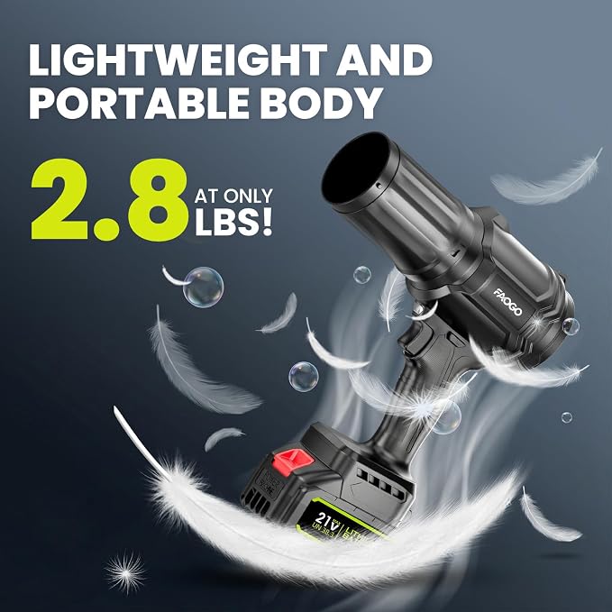 Cordless Leaf Blower with 2 Batteries & Charger - 990,000 RPM Electric Handheld Blower, Lightweight, Double Run Time for Lawn, Yard, Patio, Garden Cleaning