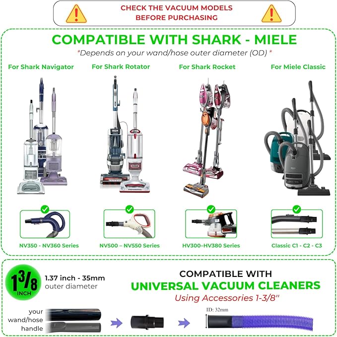 Dryer Vent Cleaner Attachment for Shark Vacuums- Flexible Crevice Tool for Shark NV360 NV350 NV500 NV501 HV300 HV301 HV371 HV372 (Dryer Vent Cleaner - Flexible Crevice Tool)