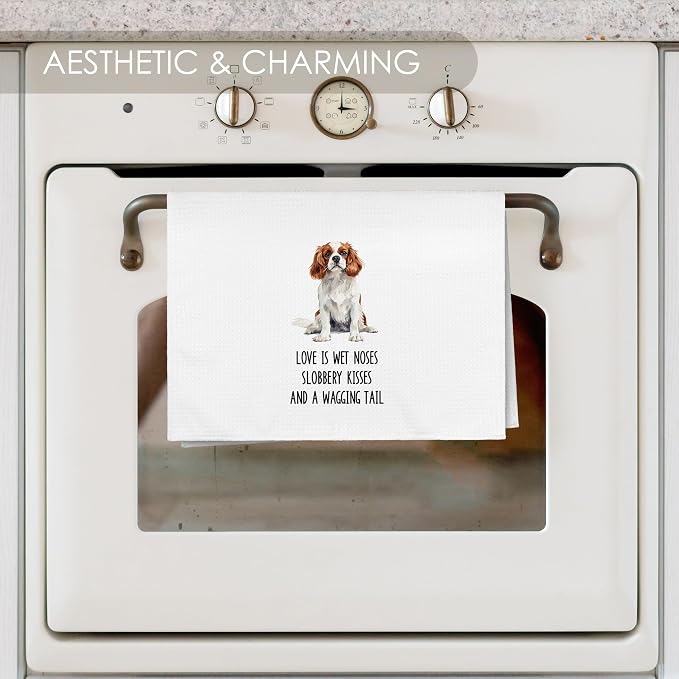Cavalier King Charles Spaniel Kitchen Towel Gifts for Dog Lovers Decorative Set of 2, Dog Dish Towels Dishcloths Tea Towels, Cocker Spaniel Microfiber Hand Towel for Kitchen Bathroom Decor 16x24