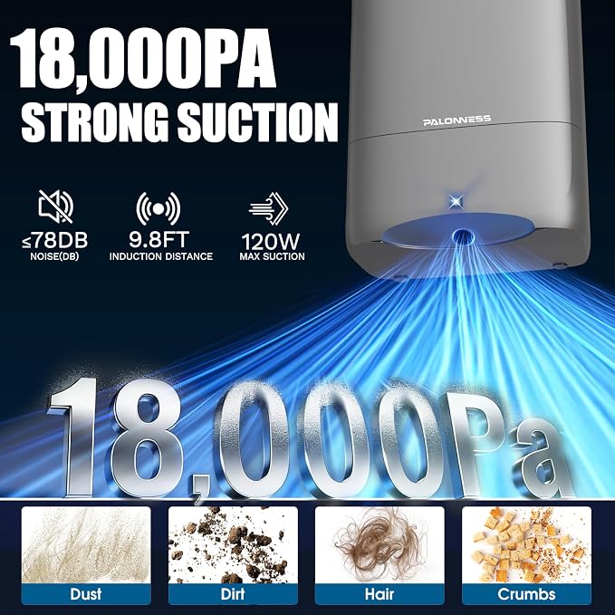 Pro Touchless Vacuum Automatic Dustpan 1400W Ultra Fast & Powerful, 18KPA Vacuum Dustpan TOF Sensor Hands-Free LED Alerts, 6L Electric Dustpan for Home/Kitchen/Office/Sweeping Salon/Pet Shop(No Broom)