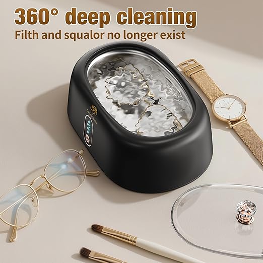Ultrasonic Cleaner - 45KHz Ultrasonic Cleaner Machine for All Jewelry, Eyeglasses, Watch Straps, Retainer, Dentures. 16oz 304 Stainless Steel Tank with 4 Cleaning Modes, Gift for Wife,Mom,Daughter