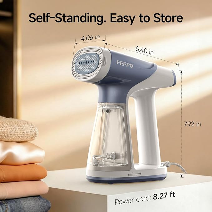 FEPPO Vacuum Steamer for Clothes, Handheld Garment Steamer with Suction, 2-in-1 Steam & Iron, LED Display, Adjustable Suction & Steam Modes, One-Hand Vacuum Steamer for Home (For 110-120V)