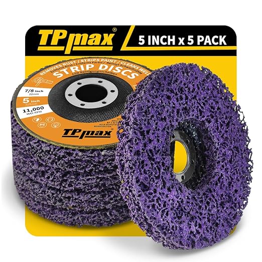 TPmax 5" x7/8'' Stripping Discs Rust Remover Wheel Remove Paint and Oxidation Poly Strip Wheel Disc Abrasive Angle Grinding Wheel - 5 Pack(Purple)