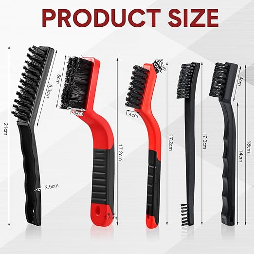 Sumind 30 Pcs Wire Cleaning Brush Set Nylon/ Stainless Steel/ Brass Metal Brush with Curved Handle Grip Paint Remover for Cleaning Rust Grout Cleaner (Nylon)