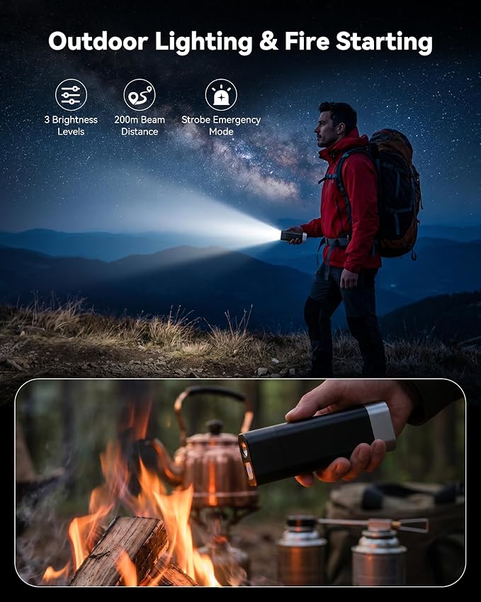 5-in-1 Portable Multi-Function Tool with 10000mAh Power Bank, Electric Air Duster, Mini Vacuum, Magnetic Modular Outdoor Gadget for Car, Camping, Home