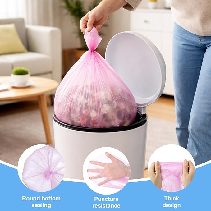 1000 Pcs Small Trash Bags 4 Gallon Small Garbage Bags Wastebasket Liners Trash Can for Bathroom Office