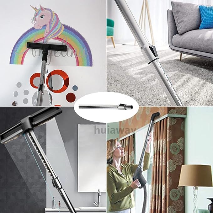 2 Pcs 1 1/4 inch Chrome Telescopic Metal Vacuum Wands 1.25 inch Vacuum Extension Wand Extends to 31.9 Inch Long for Most Brand Vacuum