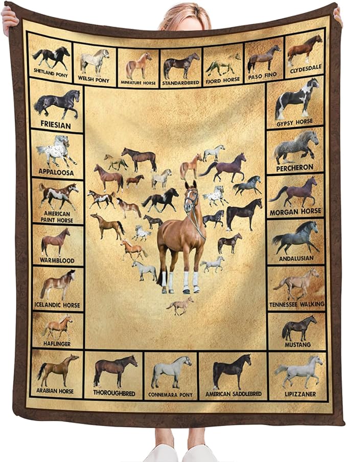 Tijuboni Horses Throw Blanket Horse Gifts for Girls Boys Women Men Kids Adults Soft Flannel Fleece Blanket for Couch Sofa Bed Home Decor 60"x80"