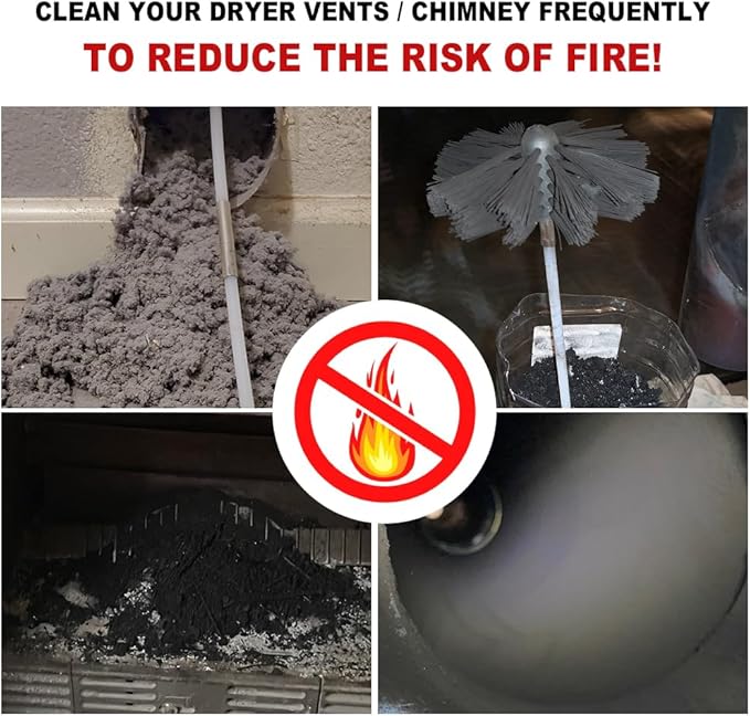 Particle Furnace Cleaning Brush, 4"/6" Brush ,Chimney Brush,Dryer Vent Cleaner Kit,Flexible Rods (22PcsRods+1Pcs 4"+1Pcs 6" Brush)