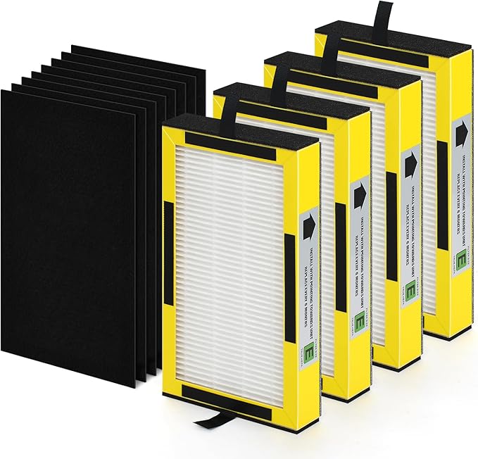 FLT4100 Filter Size E Compatible with Guardian Technologies Model AC4100 AC4100CA AC4150BL AC4150PCA AC4150P Purifier, Part # FLT4100 / FLT11CB4 / Filter E, 4 Mian Filters & 8 Carbon Filters