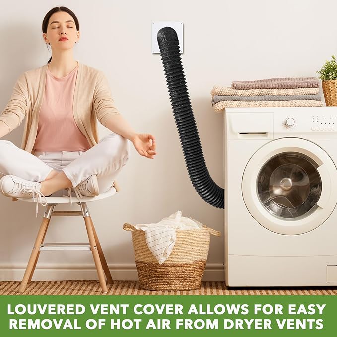 Glooglitter Dryer Vent Kit 4 Inch Dryer Ducting Tube Vent Hose Connector Wall Ducting Kit for Air Circulation (Black)