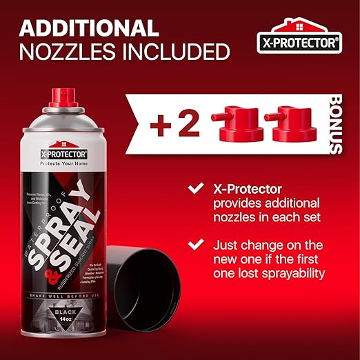 X-Protector Seal Spray - Rubber Waterproof Spray with Less-Drip Formula - Premium Rubber Waterproof Sealant - Perfect RV, Roof, Gutter Sealant Solution - Pack of 2 (14 oz Each, Black)