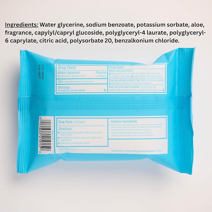 Simplify Hand Wipes 20 ct (24 pack, 480 Total Wipes). Gentle Cleansing with Aloe, Scented and Dermatologist Tested
