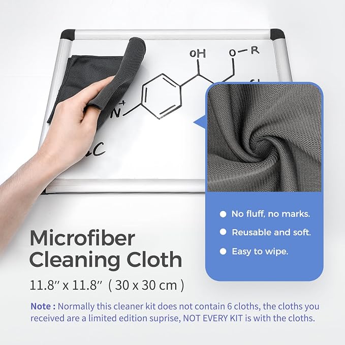 loukin | Non-toxic Whiteboard Cleaner (17 fl oz) 1 Pack & Magnetic Cleaning Cloth 1 Pack & Whiteboard Cleaner (3.4 fl oz) 1 Pack
