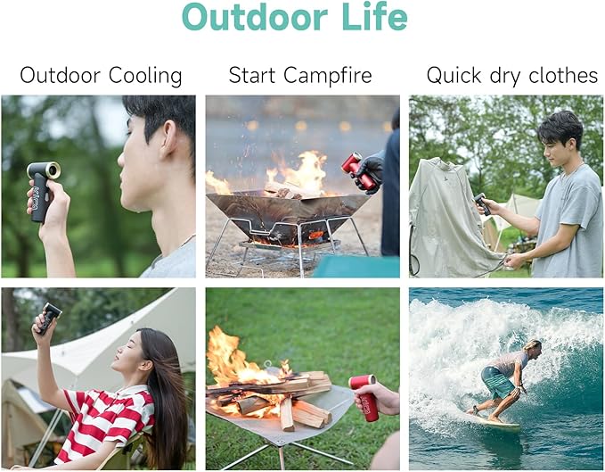 KiCA JetFan 2S Combo Compressed AirCan Substitute,117000RPM Air Duster Electric Blower for ComputerKeyboard Cleaning,Hair Drying,Camping,Outdoors,Car,Barbershop,Handmade,Rechargable,Metal Body,Red
