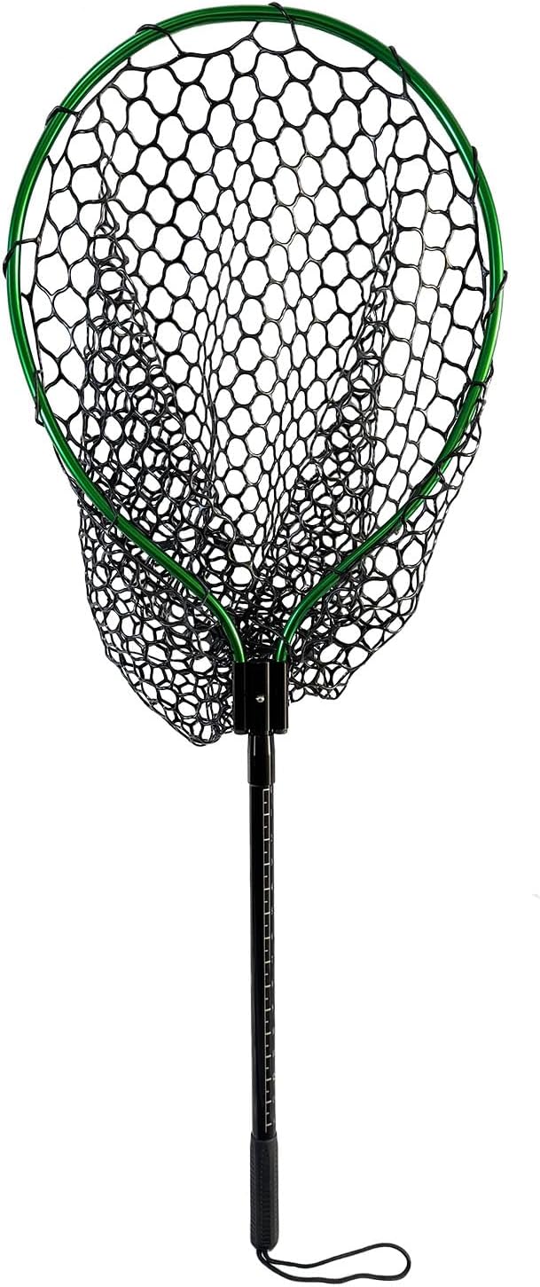 Large Fishing Net with Handle High Strength Landing Net Long Telescoping Rubber Fish Net Extendable Dip Net for Fishing Ideal for River Angling Pier Boat