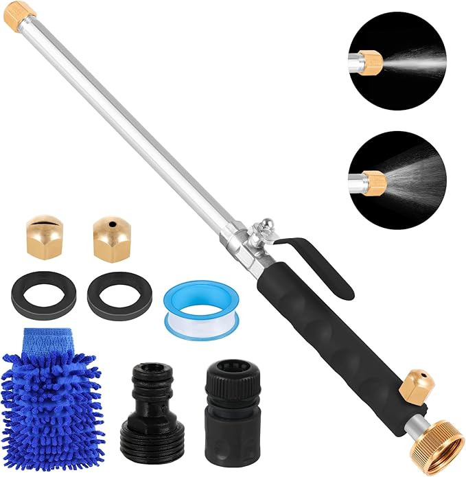 Jet Nozzle for Garden Hose 2-in-1 Jet Nozzle High Pressure Hose Nozzle with 2 Different Nozzles and Hose Quick Connectors for Car Pet Garden Cleaning
