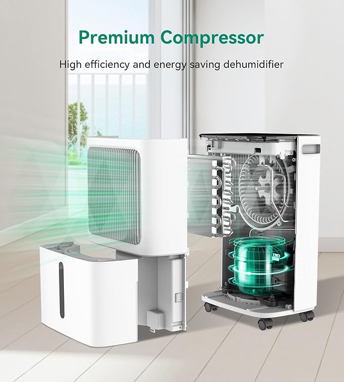 VEAGASO 34 Pint/D Dehumidifier for Basement with Drain Hose, 2500 Sq.Ft Dehumidifiers for Home, Bathroom, Bedroom - 3 Modes, 24H Time, 40dB, 0.53 Gallon Water Tank, Intelligent Humidity Control
