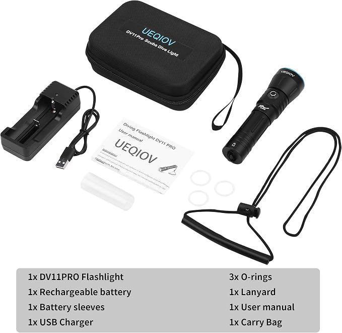 Dive Light Scuba Diving Flashlight Dive Torch Rechargeable,3500Lumens 6 Modes Underwater Light,IPX8 Waterproof Flashlight, Safety Dive Lights with Power Indicator for Night Diving