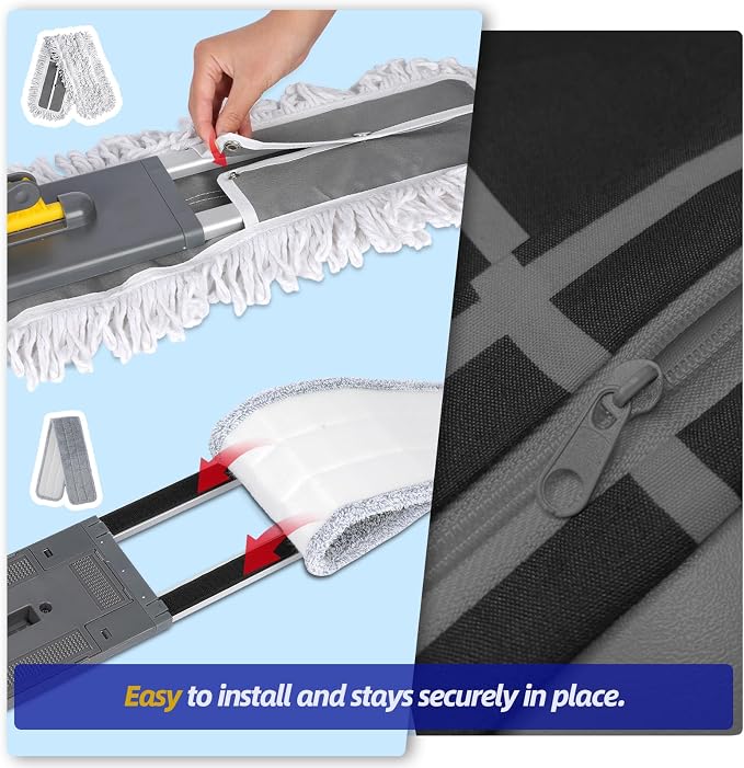 36" Commercial Dust Mops for Floor Cleaning, Masthome Professional Industrial Mop with 2 Pads, Heavy Duty Commercial Mop with 62'' Long Handle,Large Floor Mops for Office Garage Warehouse Factory Mall