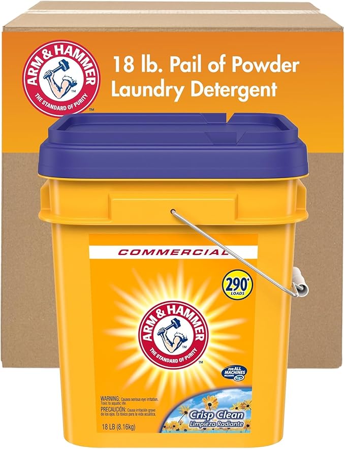 Arm & Hammer powder laundry detergent, crisp clean, 18 lb pail