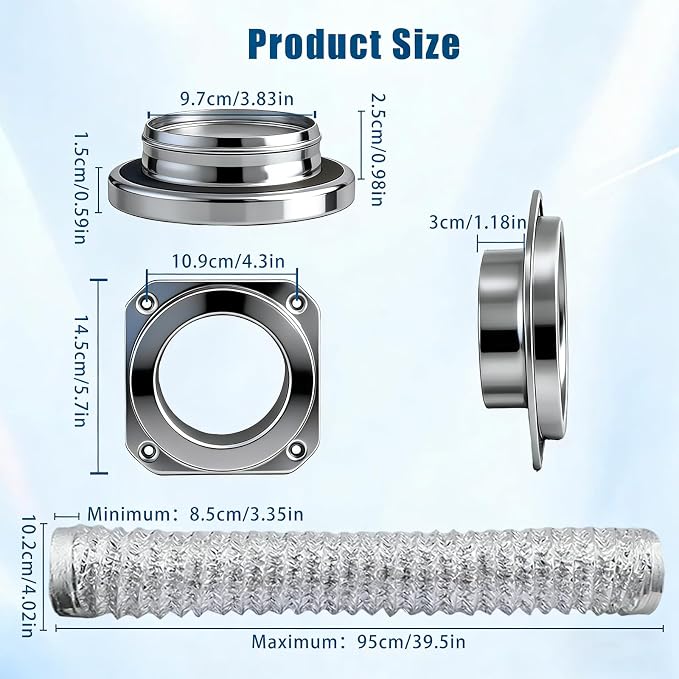 Magnetic Dryer Vent Connector Kit, 4 Inch Quick-Connect Dryer Exhaust Hose with Aluminum Foil Duct, Clamps & Screws, Airtight Sealing DV180 Kit for Easy Cleaning
